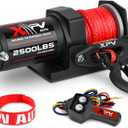 2500lbs Electric Winch 12V Synthetic Rope Nylon Towing Winches for ATV UTV Boat Trailer (Black)