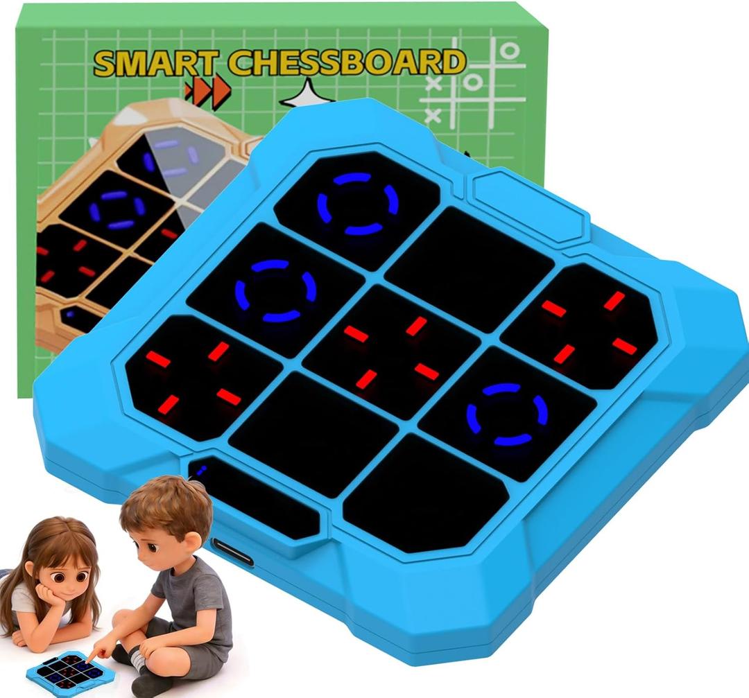 6-in-1 Rechargeable Electronic Tic-Tac-Toe Game, Portable Digital Travel Toy, Suitable for Children, Boys, Girls and Adults, Educational Memory Learning Toy for Ages 4 and Up 