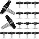Tandefio 16 Pcs 1/4"-20 x 3/4" Stainless Steel Thumb Screw Thread Thumbscrew Adjustable Tee Wing Screw Black Wing Knob Bolt for Remove Replace Tightening Knob Power Supply (Round)