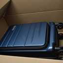 BAGSMART Expandable Carry On Luggage 22x14x9 Airline Approved, 20 Inch Suitcase with Spinner Wheels, Charging Ports, TSA Lock, Hard Shell Front Opening for Men Women Travel Business, Blue