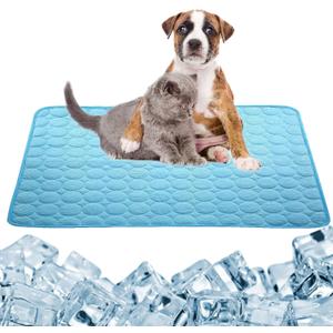 Dog Cooling Mat Large Cooling Pad Summer Pet Bed for Dogs Cats Kennel Pad Breathable Pet Self Cooling Blanket Dog Crate Sleep Mat Machine Washable (22 x 28in, Blue)