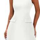 PRETTYGARDEN Women's Sleeveless Summer Dresses 2026 Formal Boat Neck Bodycon Elegant A Line Business Work Office Mini Dress (White, XX-Large)