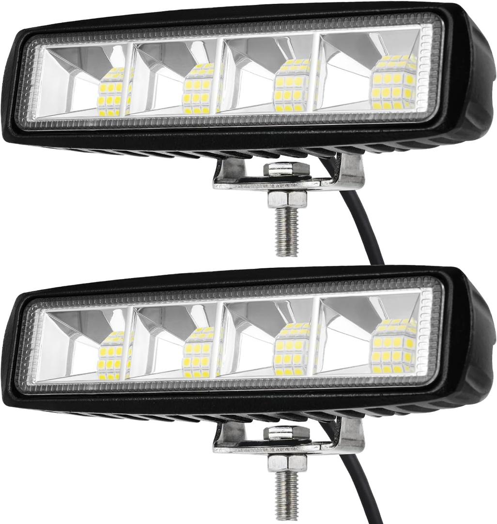 Young Marine 6 inch 72W Waterproof Led Boat Lights Spotlights Deck/ Dock Marine Lights 4000LMS 120°Flood Light Led Light Bar, 2 PACK, 12/ 24 V