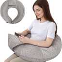 COOLBEBE Reading Pillow for Gaming, Arm Rest Support Pillow, U-Shaped Lap Pillow for Bed & Sofa, Compact Gaming Pillow with Tablet Support for Reading, Crocheting (Grey)