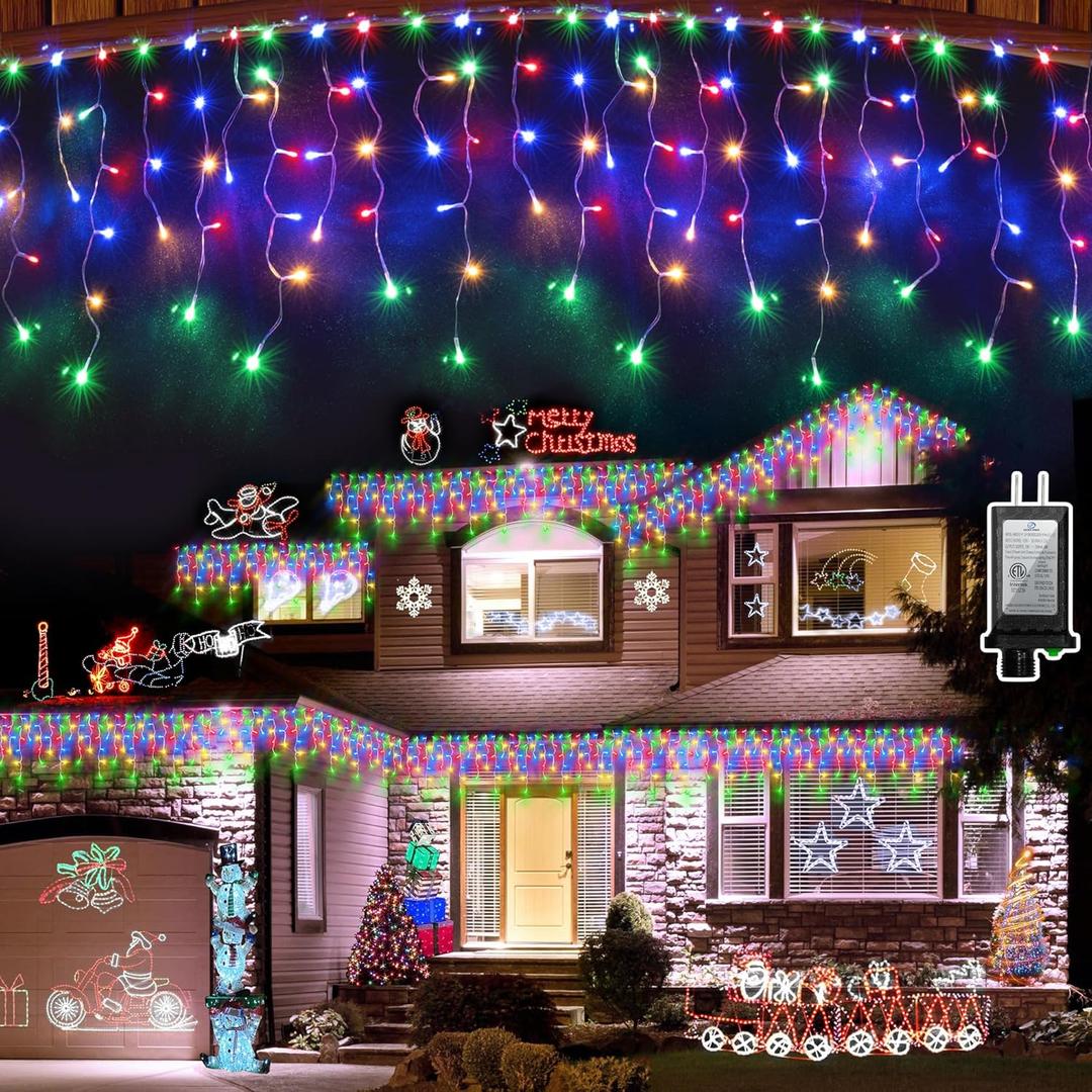 1620 LED 164ft Outdoor Christmas Lights, 12 Modes Dimmable Curtain String Lights with 360 Drops, Waterproof Twinkle Fairy Lights with Timer for Bedroom Window Holiday Wedding Xmas Decor, Multicolor