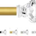 Gold Decorative Crystal Curtain Rods 18 to 45 Inch:Heavy Duty Adjustable Window Curtains Rods for Living Room Bedroom,Brass Gold Modern Girly Acrylic Drapery Rod with Clear Bling Diamond Finial