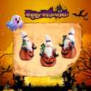 Halloween Pumpkin Gnome Statue with LED Light for Holiday Decorations Indoor Ghost Gnome Pumpkin Holding Ghostly Frog Halloween Props Collectible Figurine Fall Harvest Funny Gifts for Party (Orange)