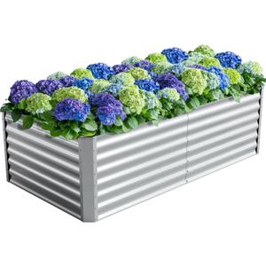 6X3X2ft (1 Pack) Galvanized Raised Garden Bed,Outdoor Courtyard Planter Box Metal Patio Kit Planting Bed for Vegetables Flowers Herb,The material is thickened and not prone to deformation or rust (632ft)