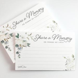 2 x CARDAMONOLY Share a Memory Card for Celebration of Life  4 x 6 Pack of 50  White Floral Design for Funeral Keepsakes or Guest Book Remembrance and Birthday Memory Book
