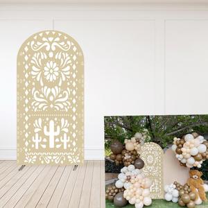 Mexican Arch Backdrop Cover Papel Picado Baby Shower Banner Balloon Arch Covers Fiesta Stretchy Backdrop Talavera Wedding Party Decor 2-Sided (80x180cm(2.6x6ft))