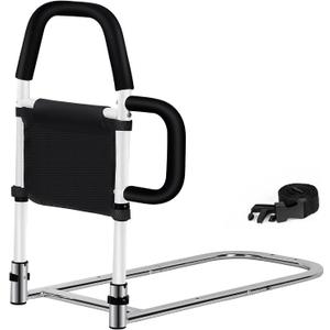 Bed Rail for Elderly Adults  Adjustable Bed Assist Handle with Non-Slip Foam Grip, Storage Pocket & Safety Strap Tool-Free Installation Bedside Rail for Seniors, Injured or Pregnant Users