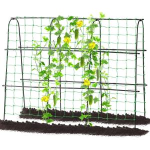Garden Cucumber Trellis for Climbing Plants Outdoor, 65 x 48 inch U-Shaped Garden Arch Trellis, Pea Tomato Cucumber for Raised Bed, 120x160-BLK