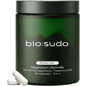 Magnesium Glycinate 1700mg with KSM-66 Ashwagandha, L-Theanine, GABA & Apigenin – Sleep, Stress Relief & Relaxation Supplement – High Absorption, Non-GMO, Vegan – 90 Capsules