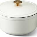 CAROTE 5QT Enameled Cast Iron Dutch Oven Pot with Lid, Heavy-Duty Dutch Oven for Sourdough Bread Baking, Braising, Stews, Roasting, Healthy & Non-Toxic, Dual Handles, All Stovetop Compatible, Oven Safe up to 500 F, Cream White