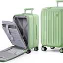Carry On Luggage Airline Approved, Expandable Front Pocket with Spinner Wheels, PC Hardside Rolling Luggage with TSA Lock for Travel Women Men, Avocado Green, 20 inch Carry on