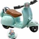 Motorcycles Scooter Toy Doll - with Light and Music, Cute Have a Seat Accessories, Interactive Rotating Decor Desktop Ornaments for Collectors (Blue)