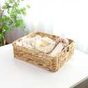 YAHUAN Water Hyacinth Storage Basket, Handwoven, 15.35L x 12W x 4.72H in, Brown