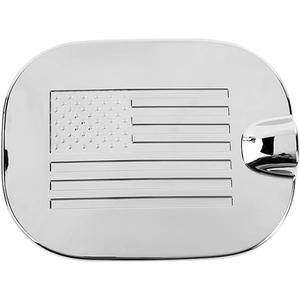 Fuel Tank Cover Trim Gas Door Compatible with Chevrolet Silverado GMC Sierra 2019-2025+,Exterior Accessories Carbon Grain American Flag (Chrome)