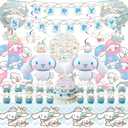 Birthday Party Decorations, Cute Party Supplies Include Banner, latex Balloons, Hanging Swirls, Foil Balloon, Cake Cupcake Toppers, Tablecloth for Theme Party