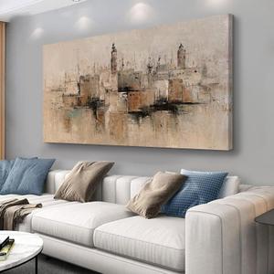 Flairart Wall Decorations Abstract Art Home Decor Wall Vintage Decor Urban Wall Art Retro Abstract Urban Impression Painting for Bedroom Living Room Decoration Home Kitchen Office 29" X 58"