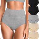 OLIKEME High Waisted Underwear for Women Tummy Control Full Coverage Cotton Ladies Panties Soft Stretch Briefs XL