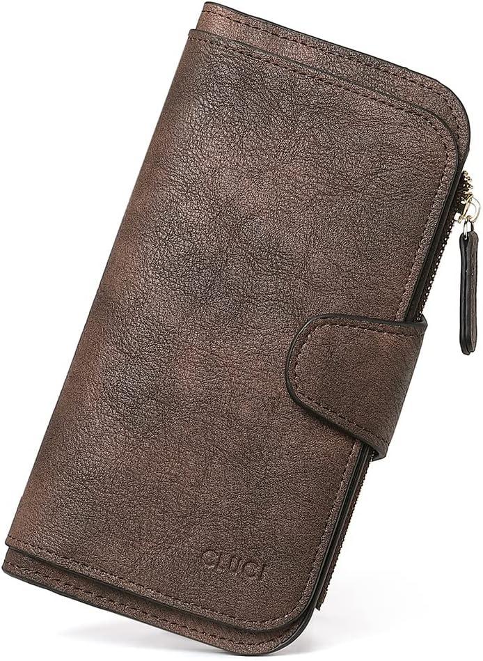 CLUCI Wallet For Women PU Leather RFID Blocking Womens Wallet Bifold Card Holder with ID Window Gifts for Women Birthday | RFID Blocking, Designer, Trifold, Card Holder, ID Window (2 Two-toned Coffee)