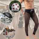 Men's Mesh See Through Pajama Breathable Long Pants Sleep Lounge Nightwear Homewear Bottoms (Black, M)