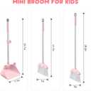 Mini Broom with Dustpan for Kids, 28-in Handle Kids Broom and Dustpan Set for Toddlers Cat-Shaped Children Broom and Cleaning Set Boys Girls Small Housekeeping Helper Set, Pink