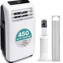SereneLife Small Air Conditioner Portable 10,000 BTU with Built-in Dehumidifier + Heat - Portable AC unit for rooms up to 450 sq ft - Remote Control, Window Mount Exhaust Kit (White)
