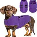 Queenmore Small Dog Sweaters, Soft Fleece Vest Pullover Dog Jacket with Leash Hole, Warm Winter Pet Clothes Cold Weather Doggy Dachshund Sweater for Medium Dogs Cats Boy or Girl (Lavender, S)