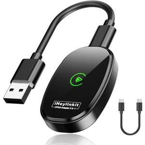 Wireless CarPlay Adapter 2025 Wired to Wireless,Compatible with Apple iPhone iOS 11+ & Vehicles 2018+ (black)