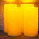 Homemory 4"x10" Large Solar Candles Outdoor Waterproof, Dusk to Dawn, Solar Powered Flameless Candles for Outdoor, Lanterns, Set of 4