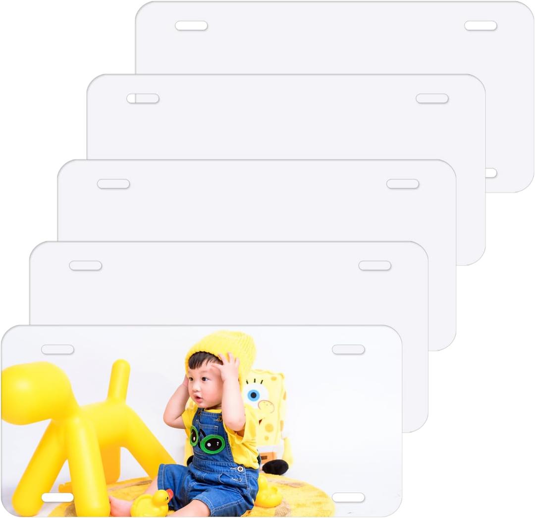 5 Pack Sublimation License Plate Blanks, Metal Aluminum Automotive License Plate, Thermal Transfer Custom Design for car License Plate