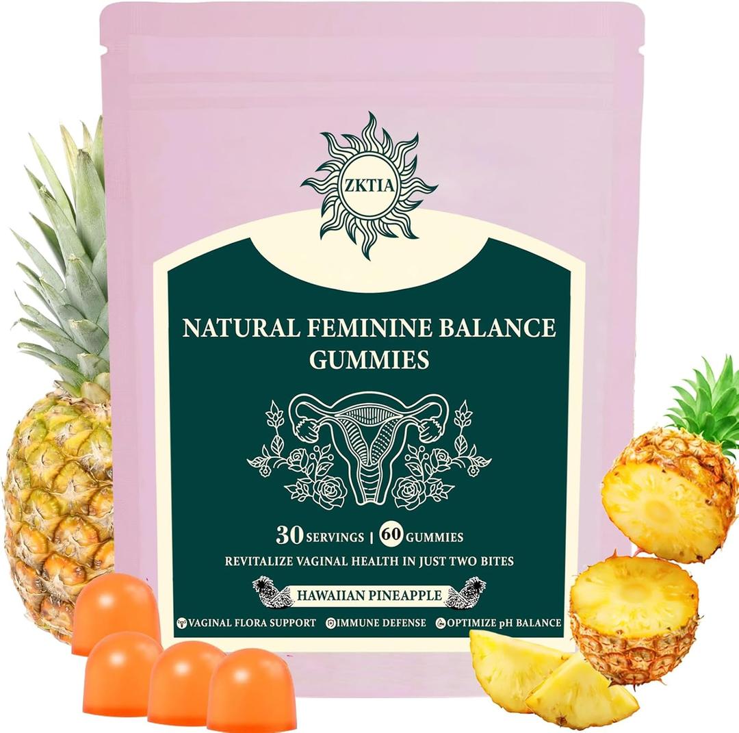 Vaginal Probiotics for Women, Feminine Balance Gummies for pH Balance, Women's Health Supplement, Feminine Freshness & Immune Support, Vegan Gluten Free, Hawaiian Pineapple, 60 Count (EXP 11/30/27)