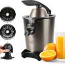 BLACK+DECKER BXCJ350E - Electric Citrus Press Professional Lever 350 W, Stainless Steel, AC Motor, 650 ml, 2 Cones for All Citrus, Stainless Steel Filter and Pulp Regulator Filter
