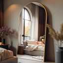 Full Length Mirror with Stand, 47"x91" Floor Mirror Freestanding, Arched Wall Mirror, Oversized, Wall Mounted Mirror for Bedroom (Gold)