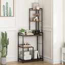 GILLAS 5 Tier Corner Shelf Stand, Freestanding Corner Shelf Unit Bookshelf, Corner Table with Shelf, Tall Storage Organizer Rack for Living Room, Bedroom, Office. Small Space, Metal (Square-shaped-B, Country Rustic)