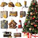 Threehoney 36 PCS Christmas Construction Tools Ornament Set - Wooden Handyman Hanging Accessory Christmas Tree Decoration for Artisan Gifts Xmas Tree Winter Party Holiday Decor