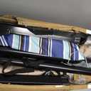 SUNCREAT Double Hammock with Stand Included, Portable Hammock with Stand and Large Pillow, Blue Stripes