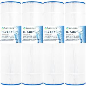 Savener® C-7487 Pool Filter Cartridge, Replaces PA100N, PA100N-4, Unicel C-7487, Filbur FC-1270, Hayward CX870RE, C4020, 17-175-1037, SD-00551, HF7487-04, Zhenx C-7487, 100 Sq. Ft, 4 Pack
