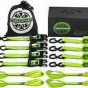 Motorcycle Tie Down Strap (4PK) - 2,100lb Break Strength Premium 15ft Ratchet Tie Down Straps Set, Soft Loop Ratchet Straps for Moving Appliances, Lawn Equipment, Cargo Straps for Trucks
