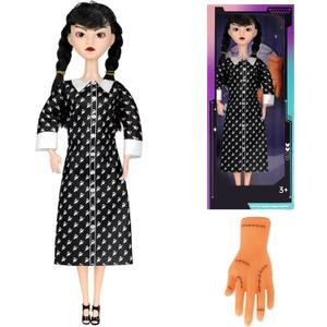 11.5 Inch Girls Dolls, Toys Long Sleeve Dots Black Hair & Black Shoe, Birthday for Girls Fans Kids (Polka Dot Dress)