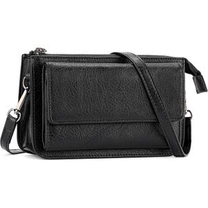 GAEKEAO Small Crossbody Bags for Women Vegan Leather Cell Phone Purse Wallet Women's Shoulder Handbags with Credit Card Slots (C01 Black)