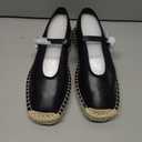 Coutgo Womens Espadrilles Mary Jane Flats Closed Sqaure Toe Ballet Flats Comfortable Dress Shoes, Black/PU, Size 8