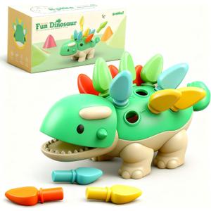 Toddler Montessori Toys Baby Sensory Learning Fine Motor Skills Toy for 6 9 12 Months One Year Old Boy Girl Birthday Gift Ages 1 2 3 4 Kid Dinosaur Educational Toys Sorting Stacking Color Recognition