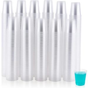 JOLLY CHEF 7  3 oz Clear Plastic Cups, Disposable Mouthwash Cups for Picnic, Travel, Halloween, Christmas Parties