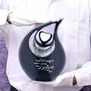 Large Black Teardrop Urn with Silver Heart for Human Ashes Male - Urns for Adult Men and Women - Cremation Urns for Ash, Funeral/Burial Urns, Decorative and Keepsake ERN, Heart Urn, 2.5 LTR, Black - Pre Engraved