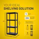 Plano 4-Shelf Plastic Storage Shelves, 48 x 23 x 14, 200lb Capacity, Pantry, Office, Closet and Garage Shelves, Easy to Assemble, Durable Plastic Shelving Unit