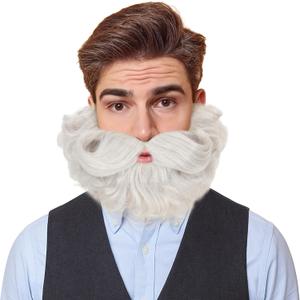 Yan Dream Short Curly Wizard Beard Men Full Fake Beard and Mustache Cosplay Costume Facial Hair