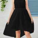 blibean Tween Girls Spring Dresses Big Kids Flower Girl Dress Sleeveless Formal Lace Tulle High Low Wedding Guest Vestidos para Niñas Size 8-9 Black